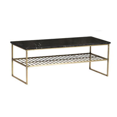 Livingfurn - Salontafel Dian Zwart Goud - 40x90x35 - Marmer