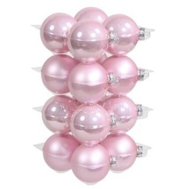 Othmar decorations Kerstballen - 16x - roze - mat en glans - 8 cm product