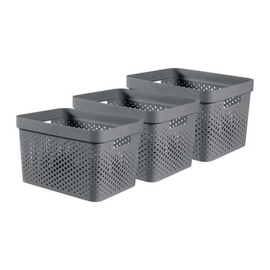 Curver Infinity Recycled Dots Opbergbox - 17L - 3 stuks - Grijs product