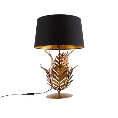 QAZQA Tafellamp goud met katoenen kap zwart 40 cm - Botanica product