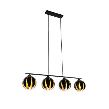 QAZQA Design hanglamp zwart met goud 4-lichts - Melone product