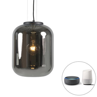 QAZQA Smart hanglamp zwart met smoke glas incl. WiFi A60 - Bliss product