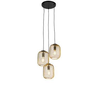 QAZQA Art Deco hanglamp goud 45 cm 3-lichts - Bliss Mesh product