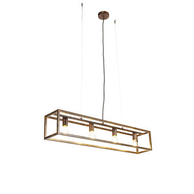 QAZQA IndustriÃ«le hanglamp roestbruin 4-lichts - Cage product