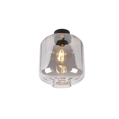 QAZQA Design plafondlamp zwart met smoke glas - Qara product