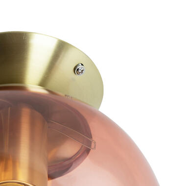 QAZQA Art deco plafondlamp messing met roze glas - Pallon product