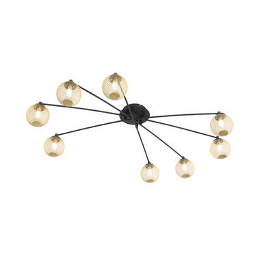 QAZQA Moderne plafondlamp zwart met goud 8-lichts - Athens Wire product