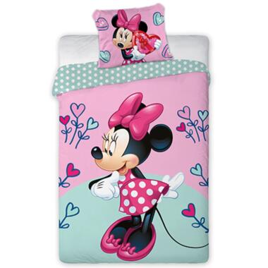 Disney Minnie Mouse Dekbedovertrek Flower Heart - 140 x 200 cm - Katoen product