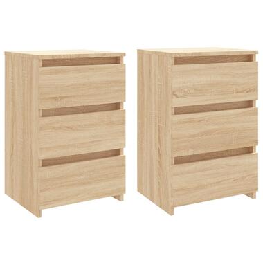 vidaXL Nachtkastjes 2 st 40x35x62,5 cm bewerkt hout sonoma eikenkleur product