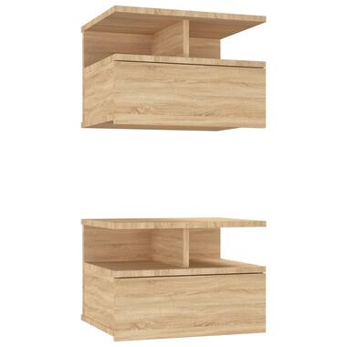 vidaXL Nachtkastjes 2 st 40x31x27 cm bewerkt hout sonoma eikenkleurig product