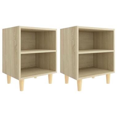 vidaXL Nachtkastjes 2 st met houten poten 40x30x50 cm sonoma eiken product