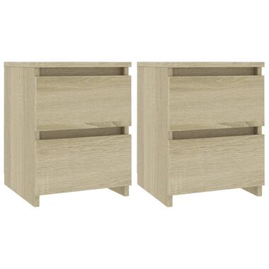 vidaXL Nachtkastjes 2 st 30x30x40 cm bewerkt hout sonoma eikenkleurig product