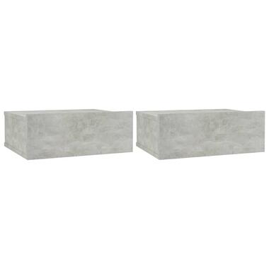 vidaXL Nachtkastjes 2 st zwevend 40x30x15 cm bewerkt hout betongrijs product