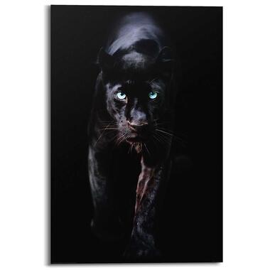 Schilderij - Zwarte Panter - 90x60 cm Hout product