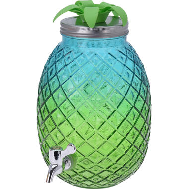 Drankdispenser - blauw/groen - glas/kunststof - 4,7 liter - ananas product