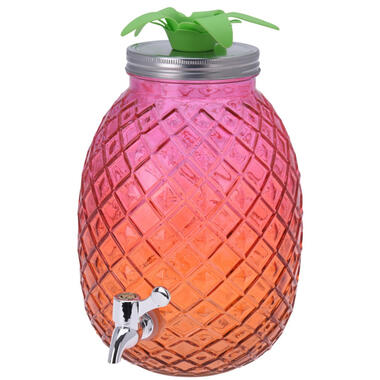 Drankdispenser - roze/oranje - glas/kunststof - 4,7 liter - ananas product