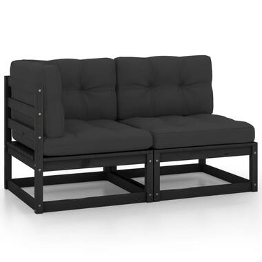 vidaXL 2-delige Loungeset met kussens massief grenenhout zwart 70 x 70 x 67 cm product