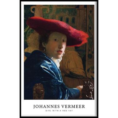 Walljar - Johannes Vermeer - Meisje Met De Rode Hoed - Poster met lijst / 20 x product
