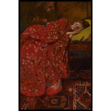 Walljar - Breitner - Meisje In Rode Kimono - Poster met lijst / 70 x 100 cm product