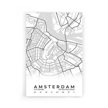 Walljar - Stadskaart Amsterdam Centrum - Wit / Poster / 60 x 90 cm product
