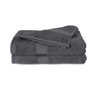 Twentse Damast Katoenen 2PACK Handdoeken - 50x100 - Antraciet product