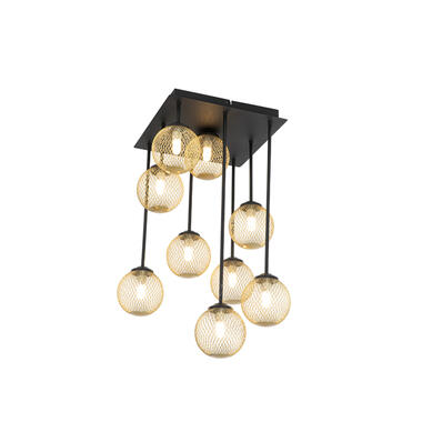 QAZQA Art Deco plafondlamp zwart met goud 9-lichts - Athens Wire product