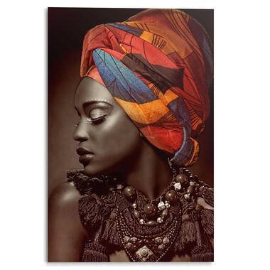 Glasschilderij Afrikaanse Vrouw 120x80 cm Bruin Acryl product