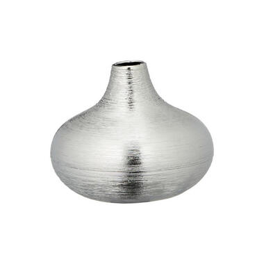Cepewa Vaas - rond - zilverkleurig - keramiek - bol - 16 cm product