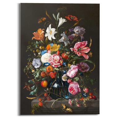 Glasschilderij Stilleven met bloemen op vaas 70x50 cm Zwart Plexiglas product