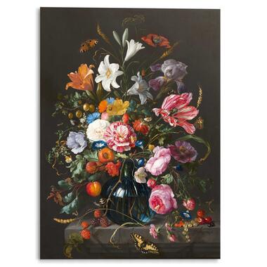 Glasschilderij Stilleven met bloemen op vaas 140x100 cm Zwart Acryl product
