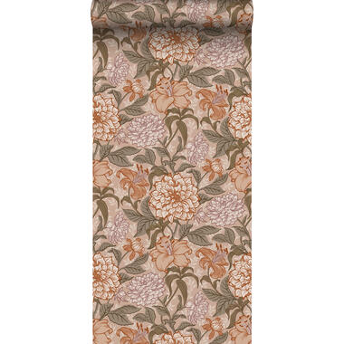 ESTAhome behang - vintage bloemen - oudroze, vergrijsd groen en terracotta roze product