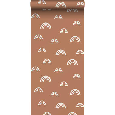 ESTAhome behang - regenboogjes - terracotta en wit - 0,53 x 10,05 m - 139383 product