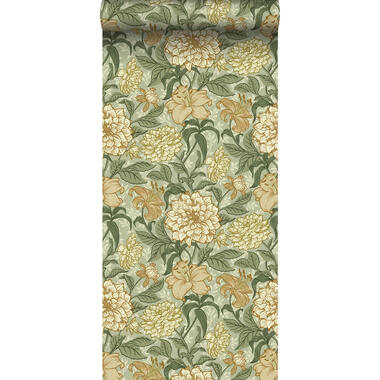 ESTAhome behang - vintage bloemen - groen en okergeel - 0,53 x 10,05 m - 139379 product