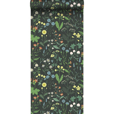 ESTAhome behang - veldbloemen - multicolor op zwart - 50 x 900 cm - 139392 product