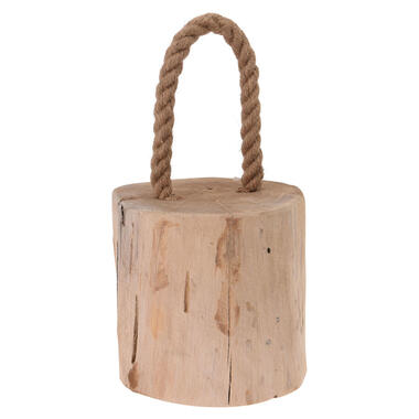 Deurstopper - teak hout - met draagtouw - ca 1 kg - 14 cm product