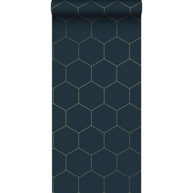 ESTAhome behang - hexagon - donkerblauw en goud - 0,53 x 10,05 m - 139237 product