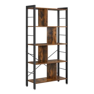 Parya Home - Houten Boekenkast - Met 5 planken - Industrieel - Bruin product