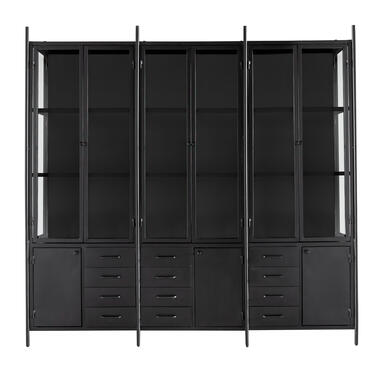 Giga Meubel Vitrinekast Zwart Metaal - 9-deurs - 208x40x200 - Fik XL product
