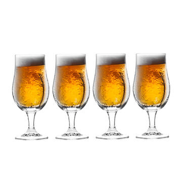 Excellent Houseware Bierglazen op voet - 4x - glas - speciaal bier product