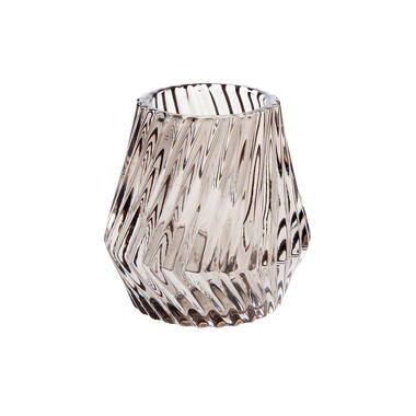 Cosy @ Home Theelichthouder - glas - bruin - rond - 9 cm product