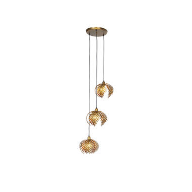 QAZQA Vintage hanglamp goud rond 3-lichts - Botanica product