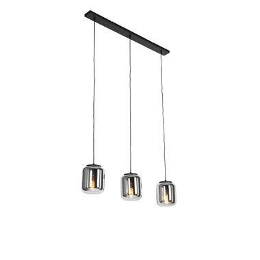 QAZQA Design hanglamp zwart met smoke glas 3-lichts - Bliss product