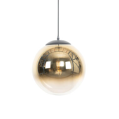 QAZQA Art deco hanglamp zwart met goud glas 33 cm - pallon product