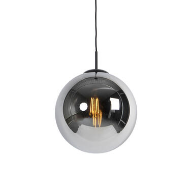 QAZQA Art deco hanglamp zwart met smoke glas 1-lichts - Pallon product