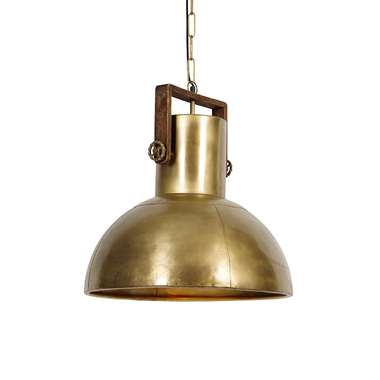 QAZQA Industriële hanglamp brons met hout - Mangoes product