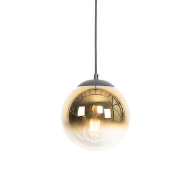 QAZQA Art deco hanglamp zwart met goud glas 20 cm - pallon product