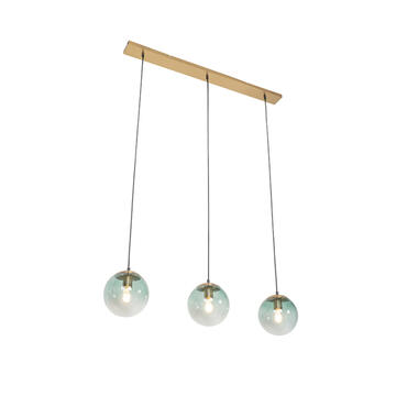 QAZQA Art deco hanglamp messing met groen glas 3-lichts - Pallon product