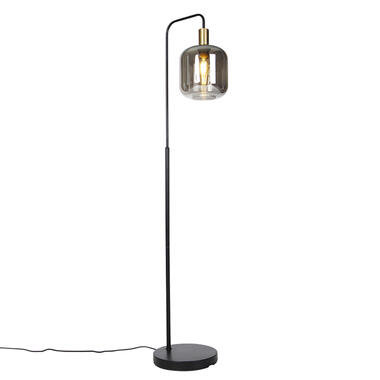 QAZQA Design vloerlamp zwart met goud met smoke glas - Zuzanna product