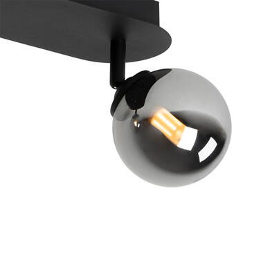 QAZQA Moderne spot zwart met smoke glass 2-lichts - Athens product