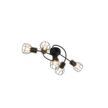 QAZQA Moderne plafondlamp zwart 59 cm 5-lichts - Botu product
